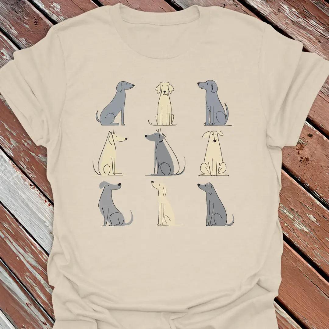 Nine Big Dogs Grid T-Shirt - Dog Graphic Tee - Gift for Dog Lovers - Unisex