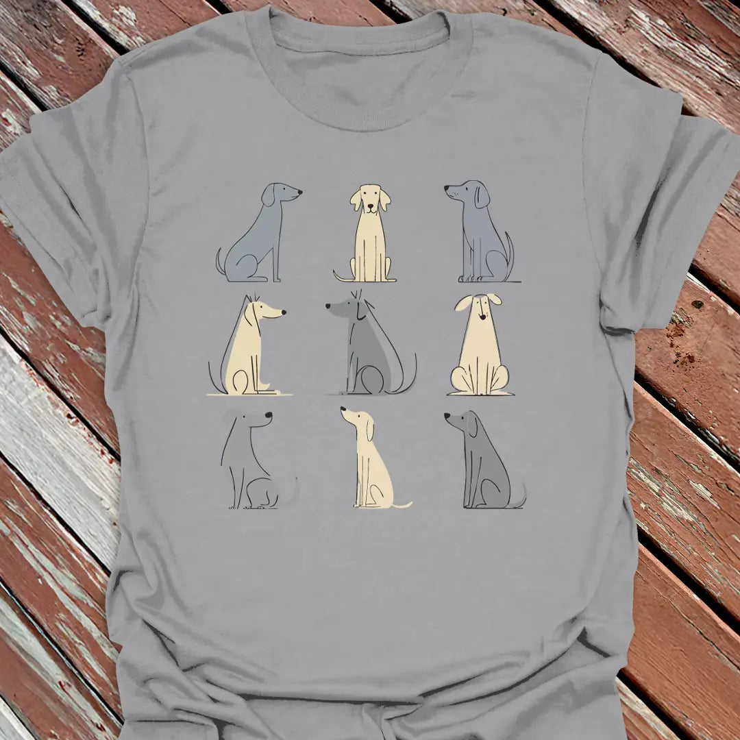 Nine Big Dogs Grid T-Shirt - Dog Graphic Tee - Gift for Dog Lovers - Unisex