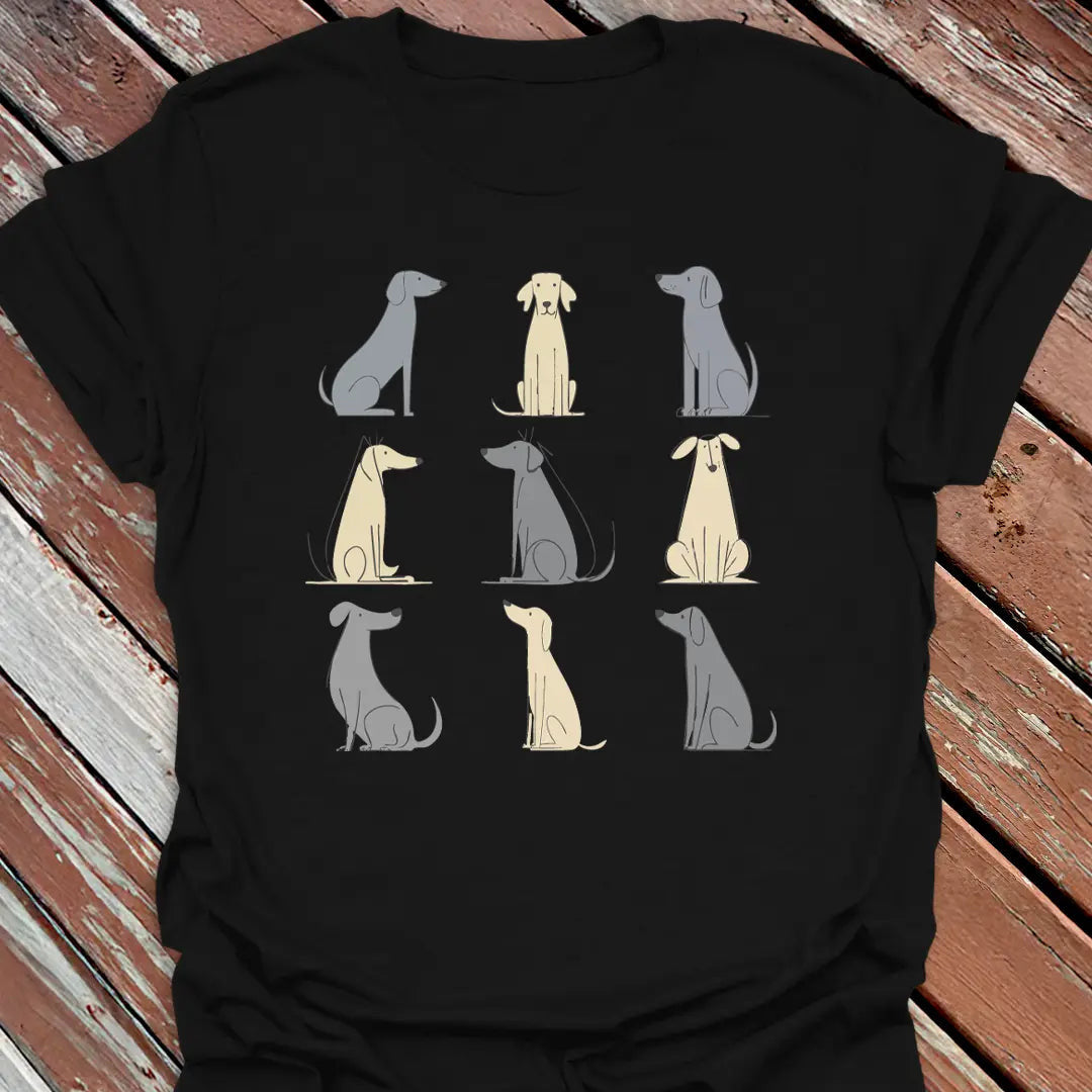 Nine Big Dogs Grid T-Shirt - Dog Graphic Tee - Gift for Dog Lovers - Unisex