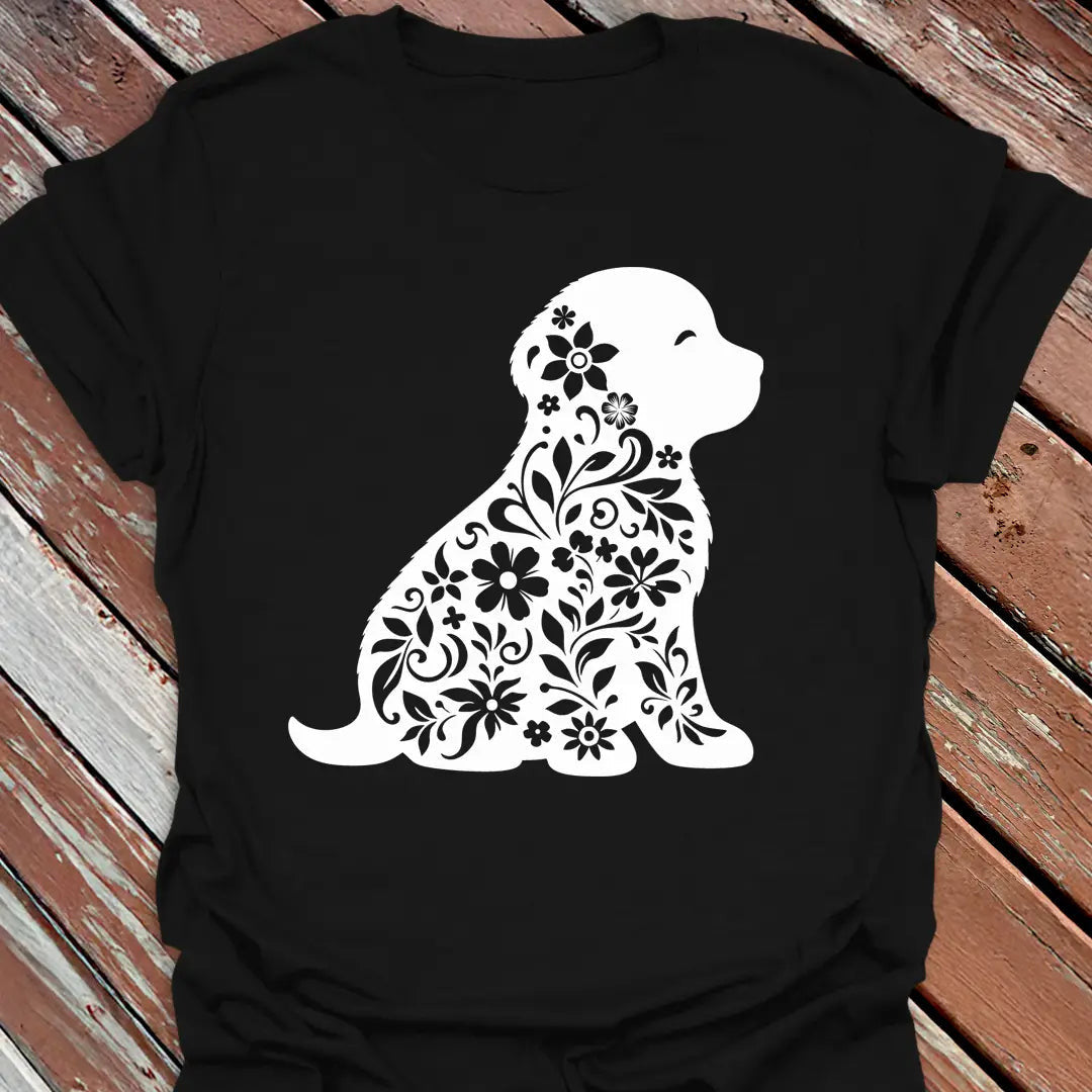 Floral Pup T-Shirt - Dog Graphic Tee - Gift for Dog Lovers - Unisex