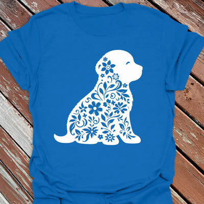 Floral Pup T-Shirt - Dog Graphic Tee - Gift for Dog Lovers - Unisex