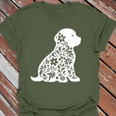 Floral Pup T-Shirt - Dog Graphic Tee - Gift for Dog Lovers - Unisex
