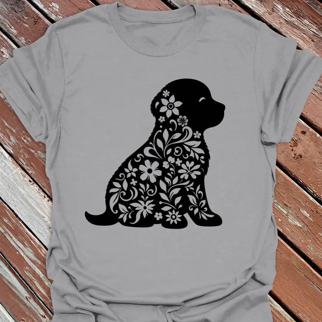 Floral Pup T-Shirt - Dog Graphic Tee - Gift for Dog Lovers - Unisex