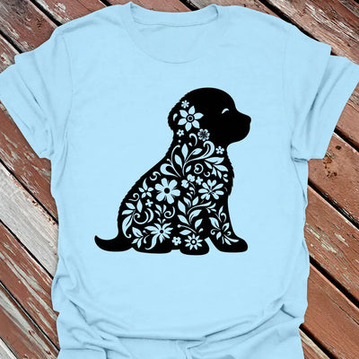 Floral Pup T-Shirt - Dog Graphic Tee - Gift for Dog Lovers - Unisex