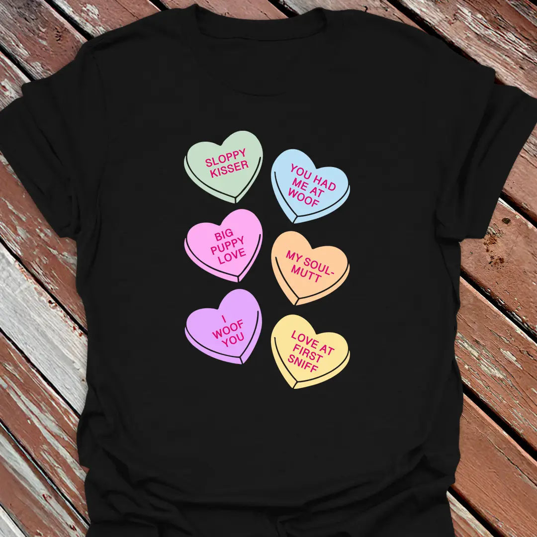 Big Dog Candy Hearts T-Shirt - Graphic Tee - Gift for Dog Lovers - Unisex