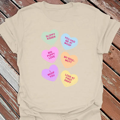 Big Dog Candy Hearts T-Shirt - Graphic Tee - Gift for Dog Lovers - Unisex