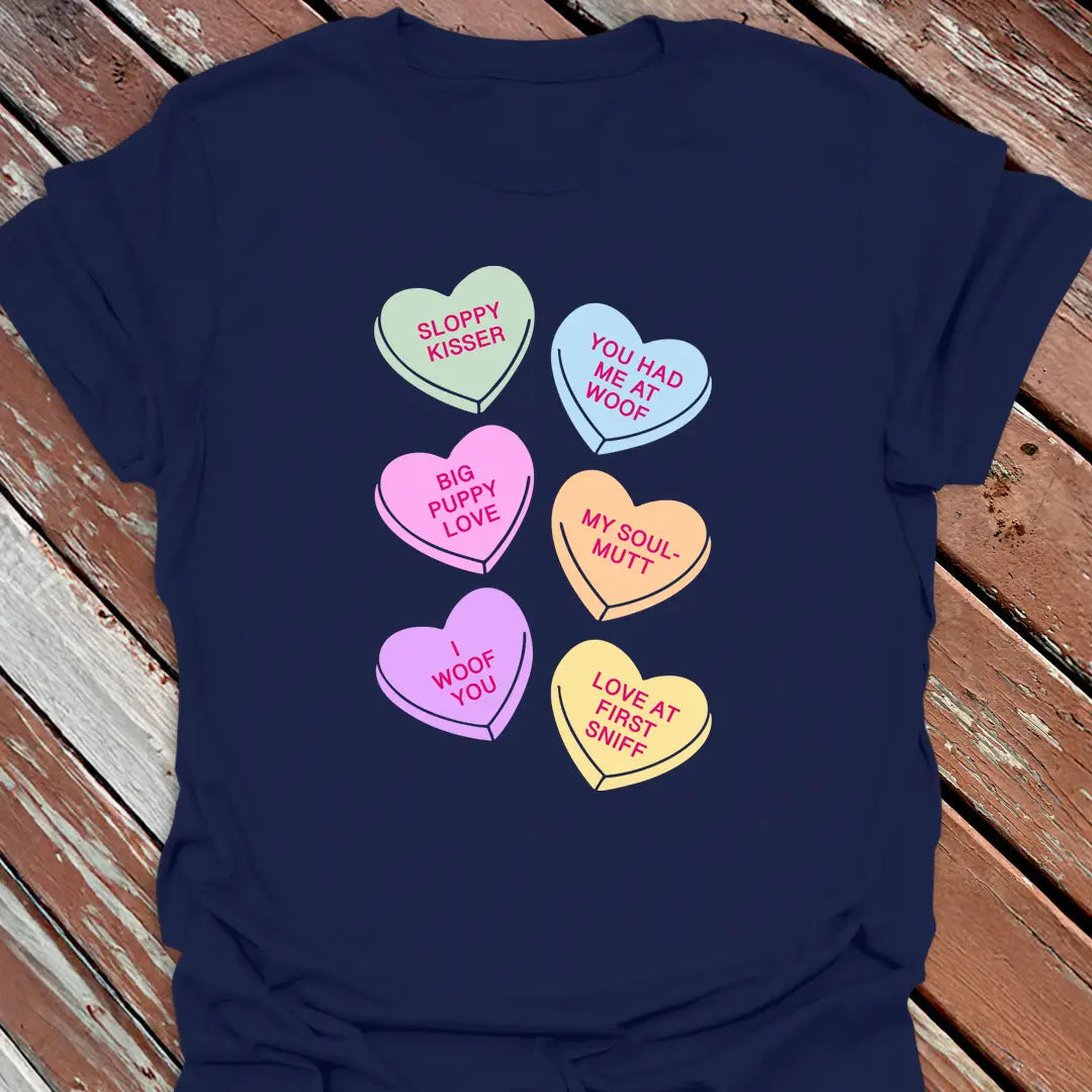 Big Dog Candy Hearts T-Shirt - Graphic Tee - Gift for Dog Lovers - Unisex
