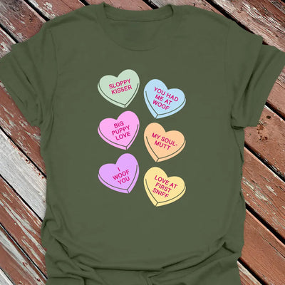 Big Dog Candy Hearts T-Shirt - Graphic Tee - Gift for Dog Lovers - Unisex