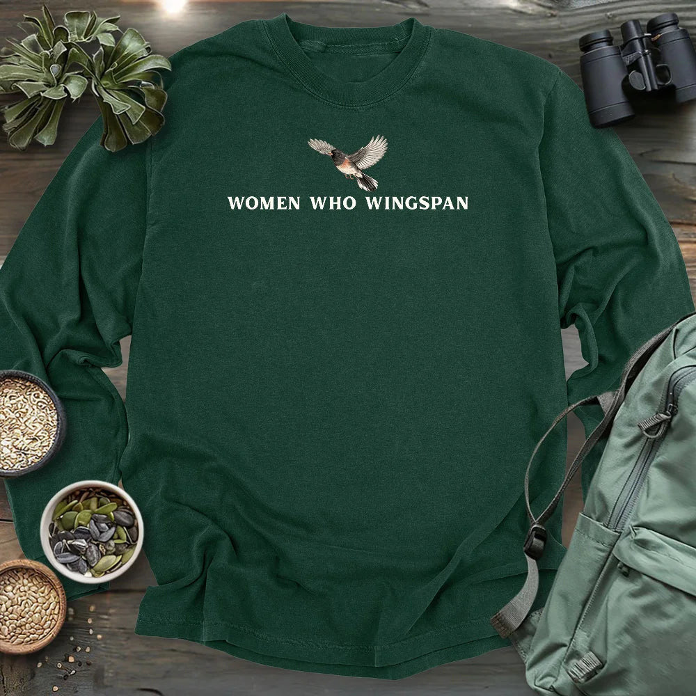 Women Who Wingspan Long Sleeve Long Sleeve T-Shirt - Bird Graphic Tee - Gift for Bird Lovers - Unisex