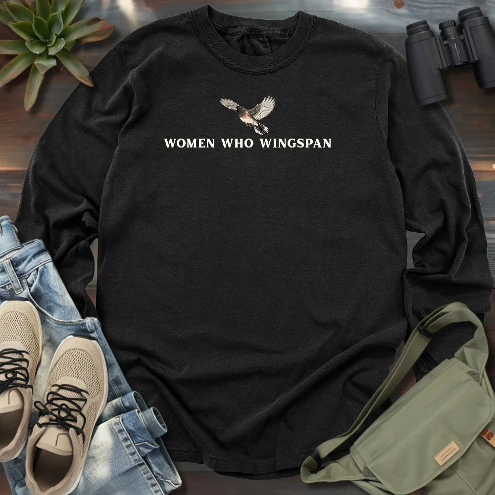 Women Who Wingspan Long Sleeve Long Sleeve T-Shirt - Bird Graphic Tee - Gift for Bird Lovers - Unisex