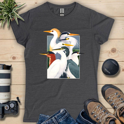 Wetland Assembly Women's T-Shirt - Bird Graphic Tee - Gift for Bird Lovers