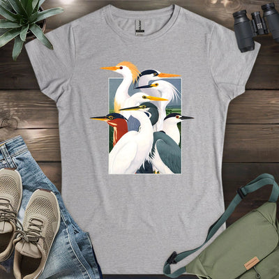 Wetland Assembly Women's T-Shirt - Bird Graphic Tee - Gift for Bird Lovers