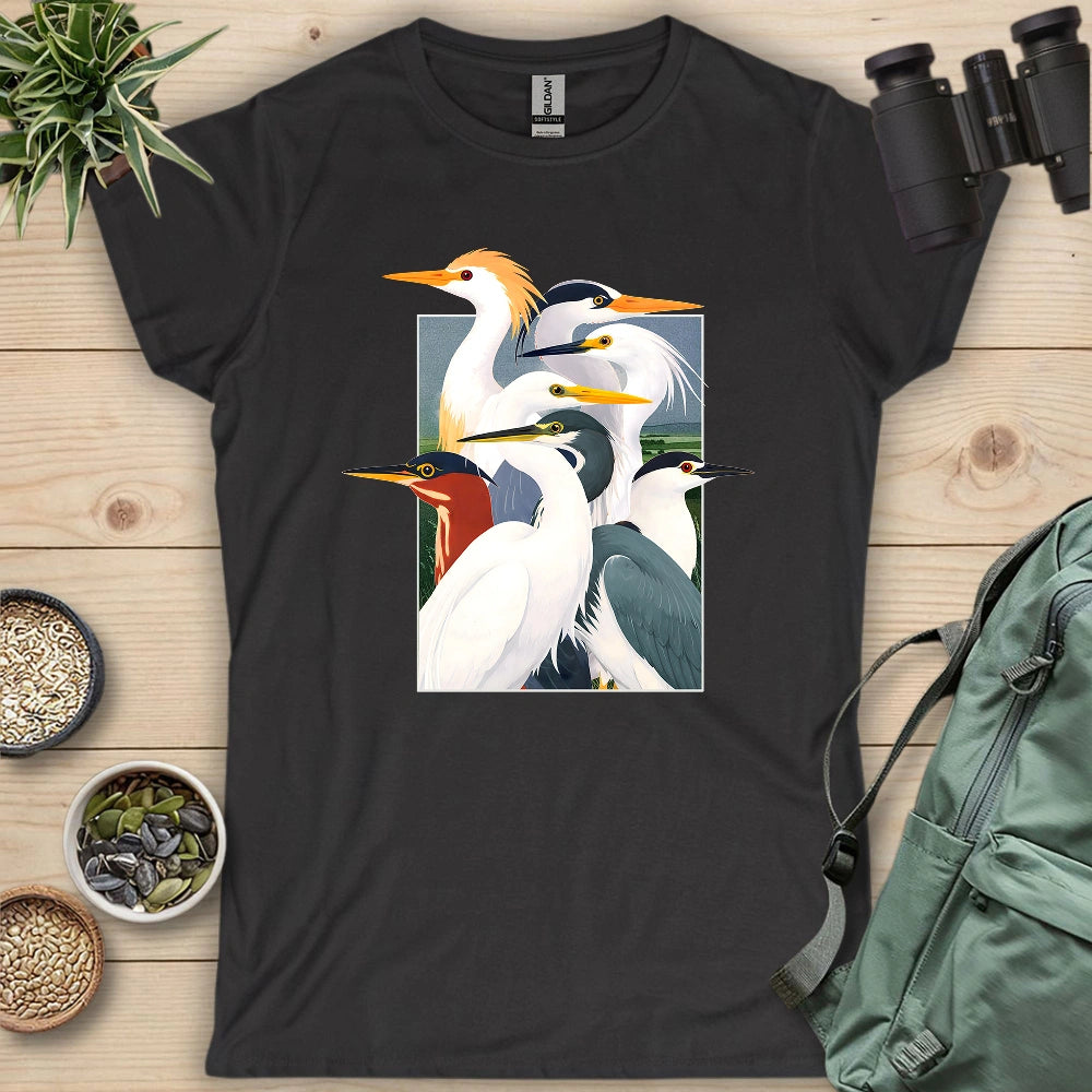 Wetland Assembly Women's T-Shirt - Bird Graphic Tee - Gift for Bird Lovers