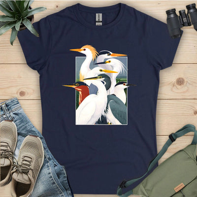Wetland Assembly Women's T-Shirt - Bird Graphic Tee - Gift for Bird Lovers