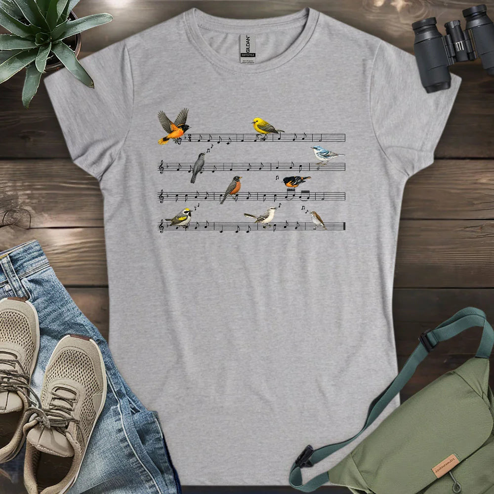 Symphony Of Songbirds Women's T-Shirt - Bird Graphic Tee - Gift for Bird Lovers
