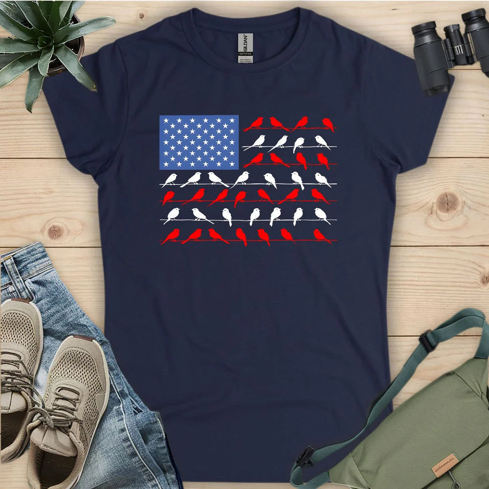 Feathered Flag Women's T-Shirt - Bird Graphic Tee - Gift for Bird Lovers