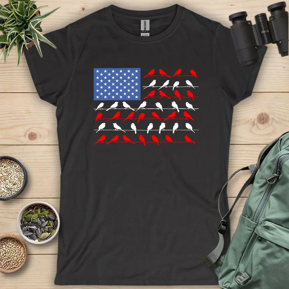 Feathered Flag Women's T-Shirt - Bird Graphic Tee - Gift for Bird Lovers