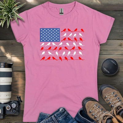 Feathered Flag Women's T-Shirt - Bird Graphic Tee - Gift for Bird Lovers