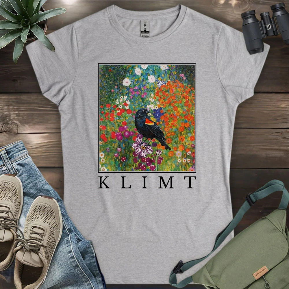 Klimt Blackbird Women's T-Shirt - Bird Graphic Tee - Gift for Bird Lovers