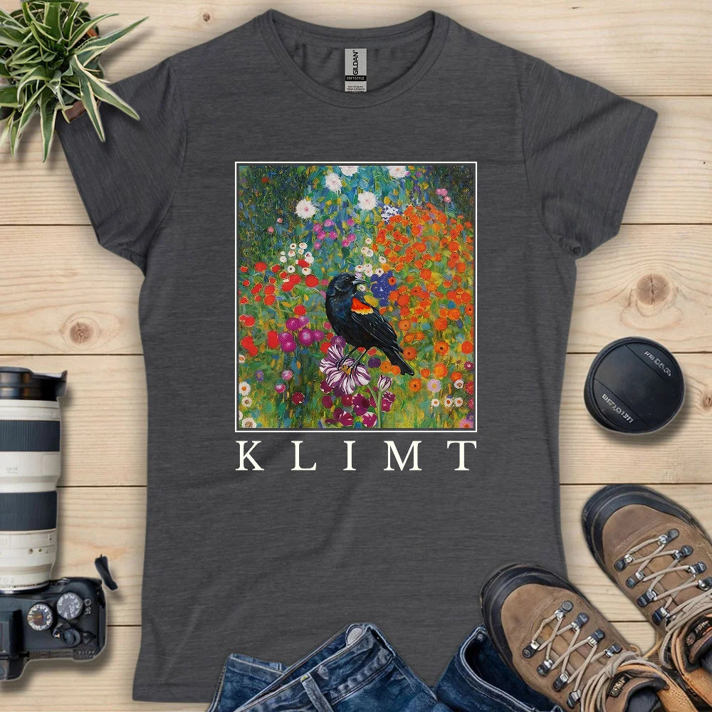 Klimt Blackbird Women's T-Shirt - Bird Graphic Tee - Gift for Bird Lovers