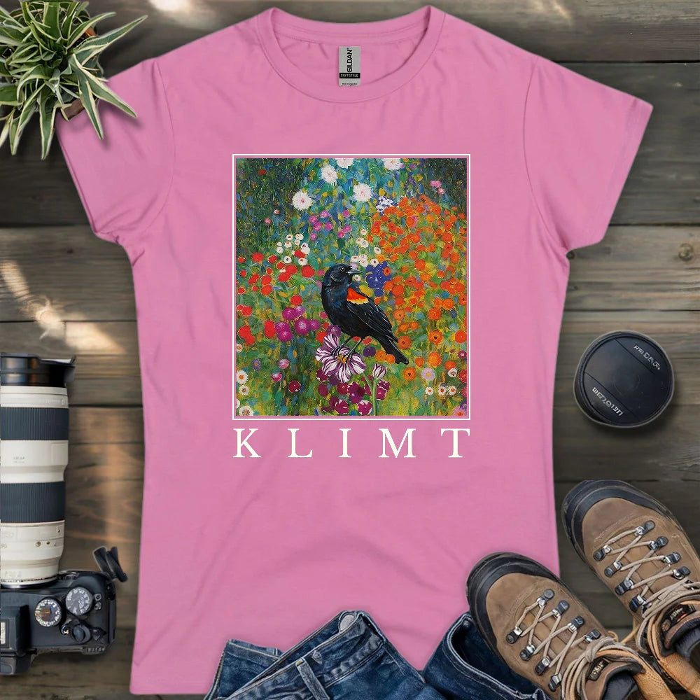 Klimt Blackbird Women's T-Shirt - Bird Graphic Tee - Gift for Bird Lovers
