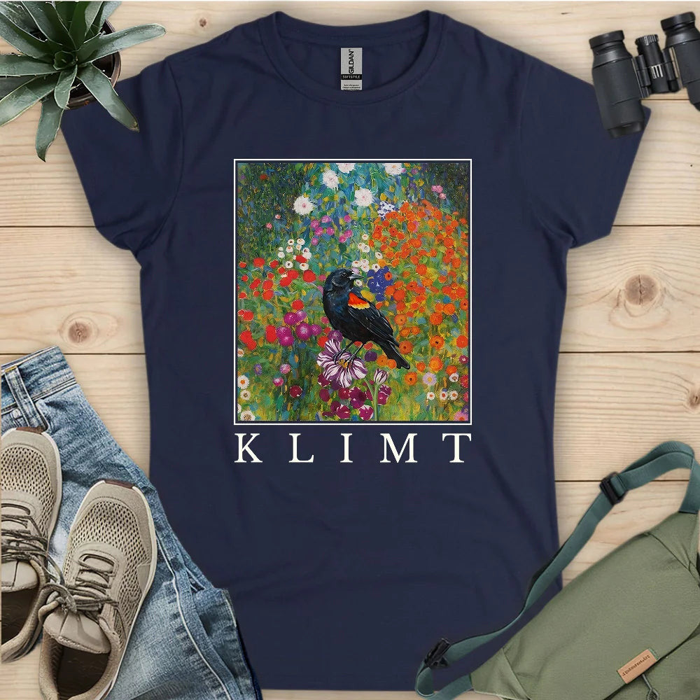 Klimt Blackbird Women's T-Shirt - Bird Graphic Tee - Gift for Bird Lovers