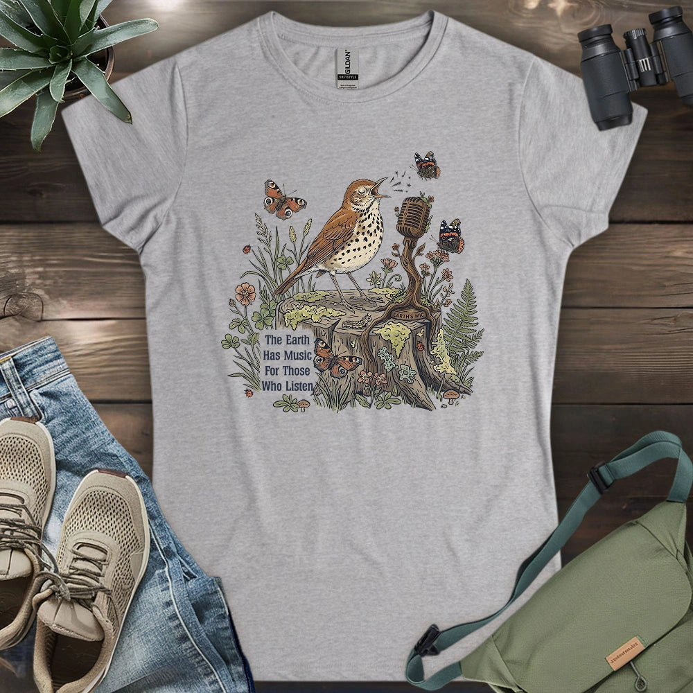 Earth Song Women's T-Shirt - Bird Graphic Tee - Gift for Bird Lovers