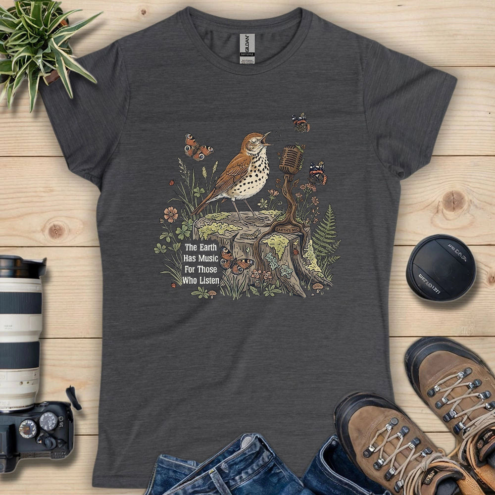 Earth Song Women's T-Shirt - Bird Graphic Tee - Gift for Bird Lovers