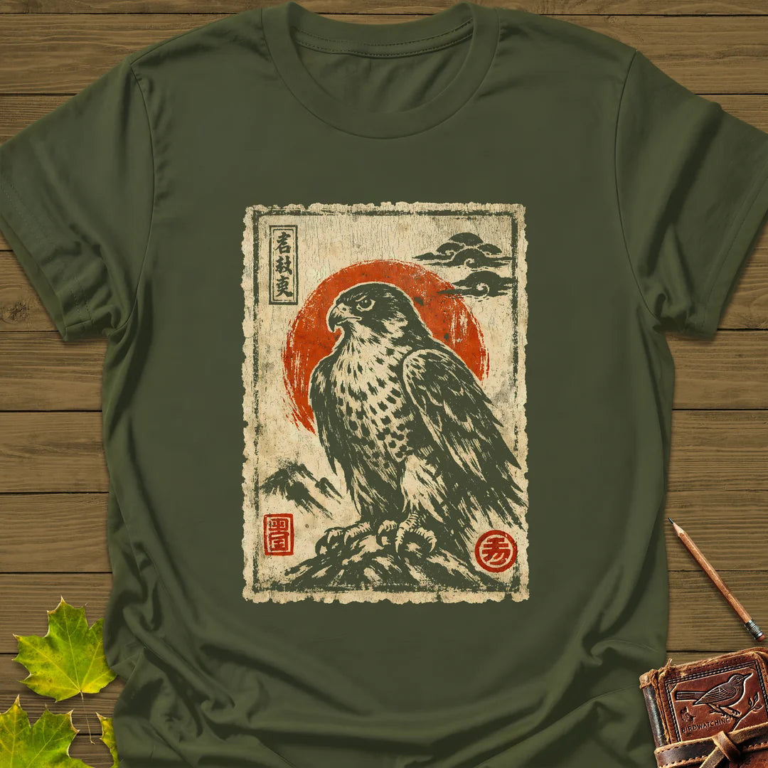 Falcon Japanese Art T-Shirt - Bird Graphic Tee - Gift for Bird Lovers - Unisex