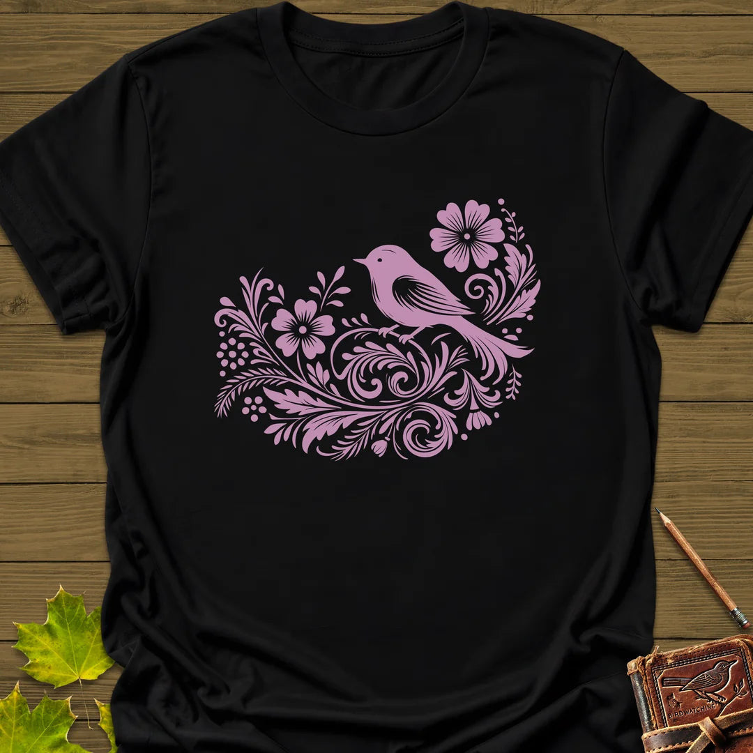 Bird and Blooms T-Shirt - Graphic Tee - Gift for Bird Lovers - Unisex