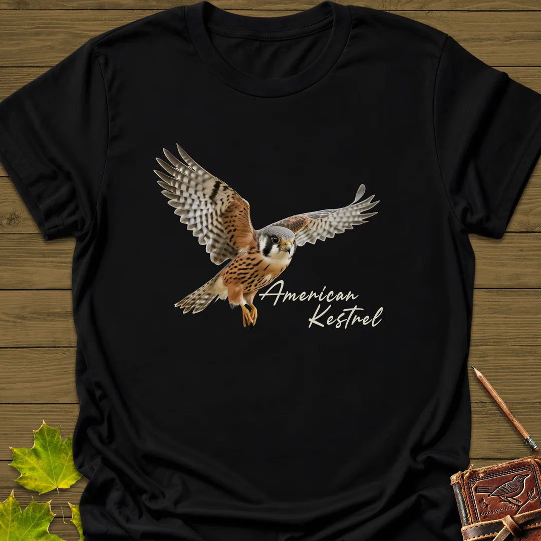 Flying American Kestrel T-Shirt - Bird Graphic Tee - Gift for Bird Lovers - Unisex