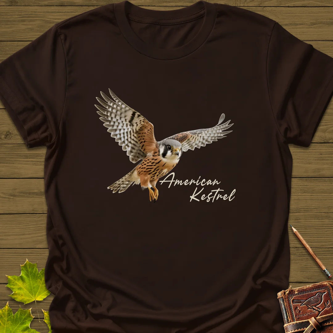 Flying American Kestrel T-Shirt - Bird Graphic Tee - Gift for Bird Lovers - Unisex