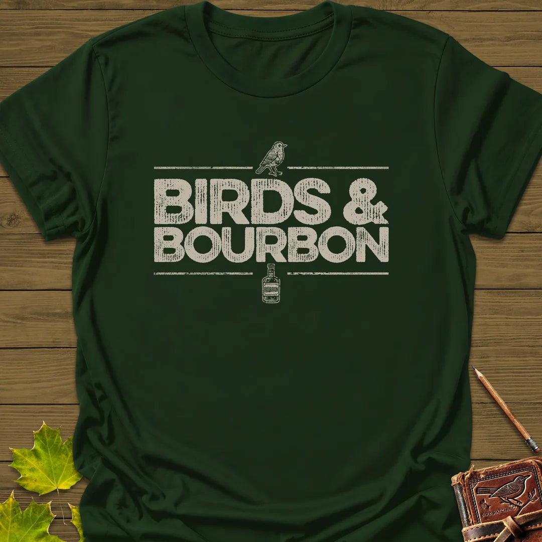 Birds & Bourbon T-Shirt - Bird Graphic Tee - Gift for Bird Lovers - Unisex