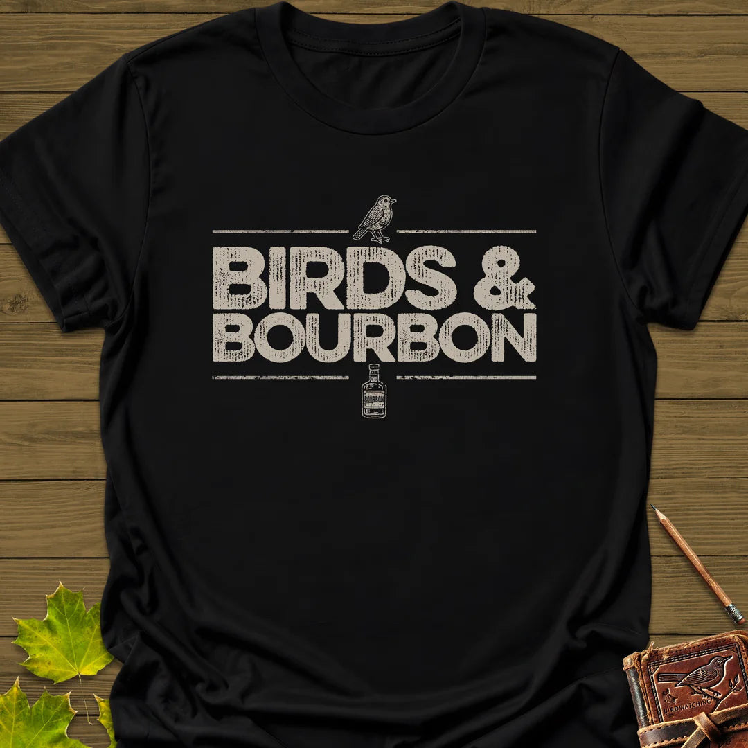 Birds & Bourbon T-Shirt - Bird Graphic Tee - Gift for Bird Lovers - Unisex