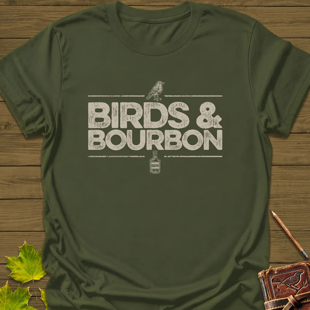 Birds & Bourbon T-Shirt - Bird Graphic Tee - Gift for Bird Lovers - Unisex