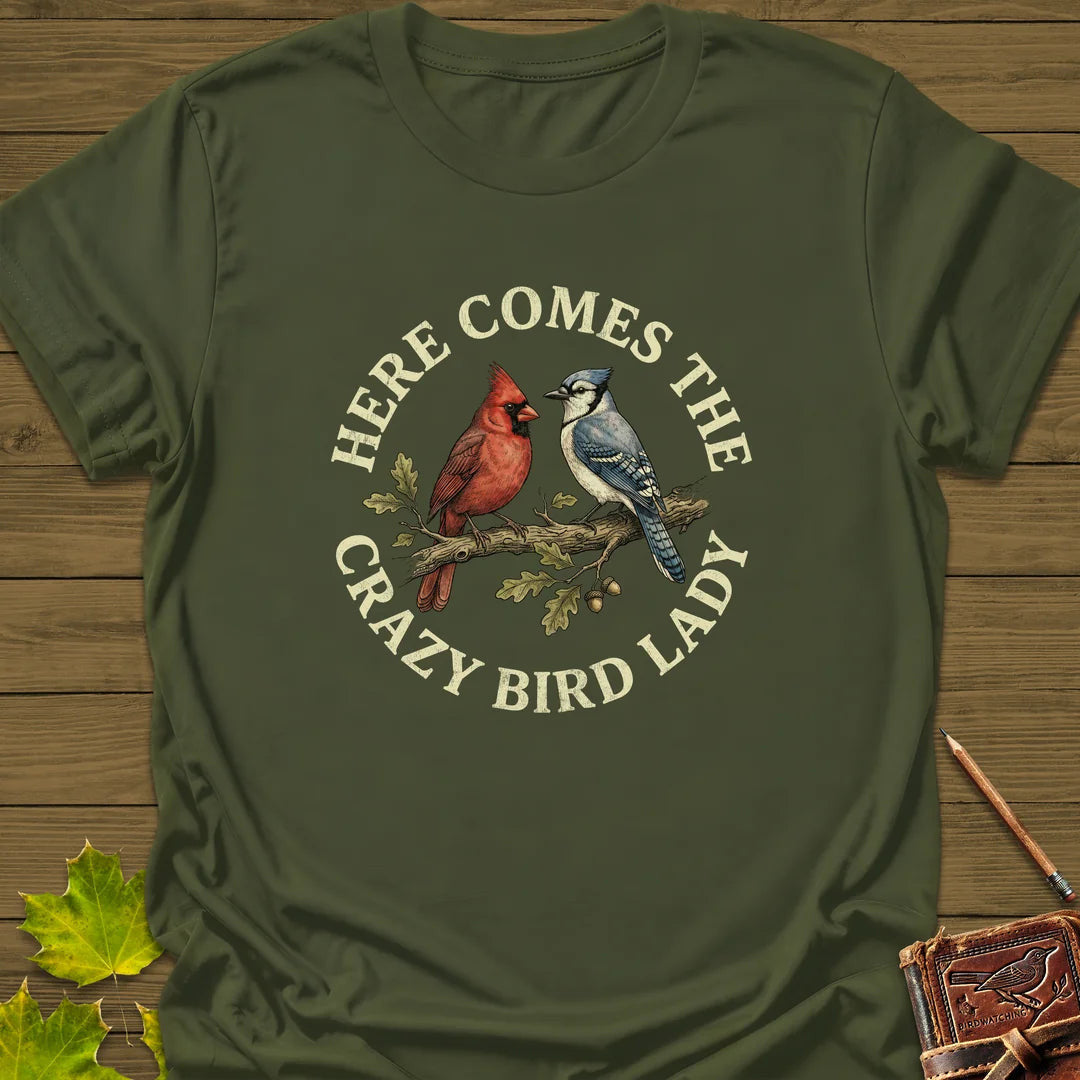 Crazy Bird Lady T-Shirt - Graphic Tee - Gift for Bird Lovers - Unisex