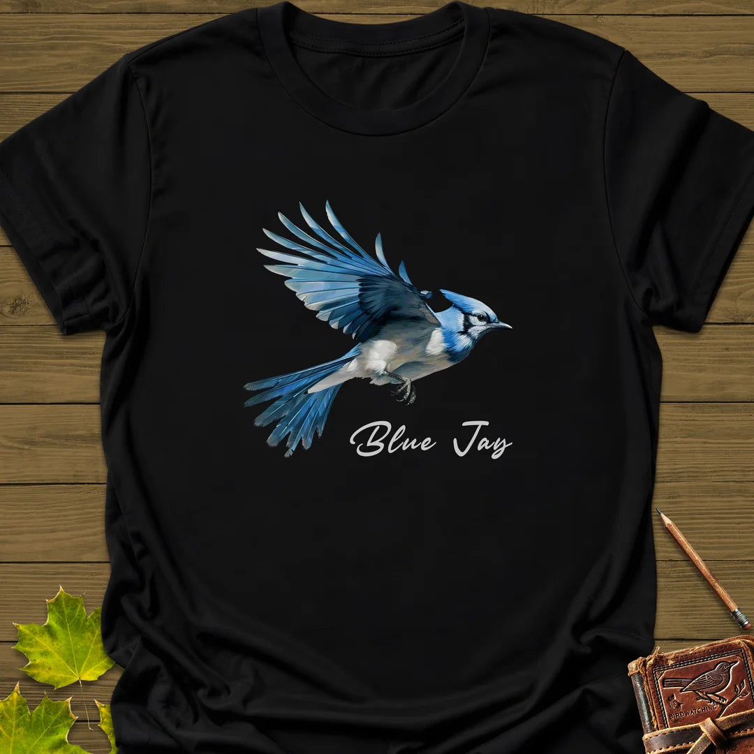 Flying Blue Jay T-Shirt - Bird Graphic Tee - Gift for Bird Lovers - Unisex