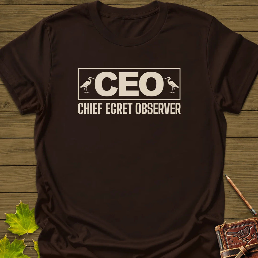 Chief Egret Observer T-Shirt - Bird Graphic Tee - Gift for Bird Lovers - Unisex
