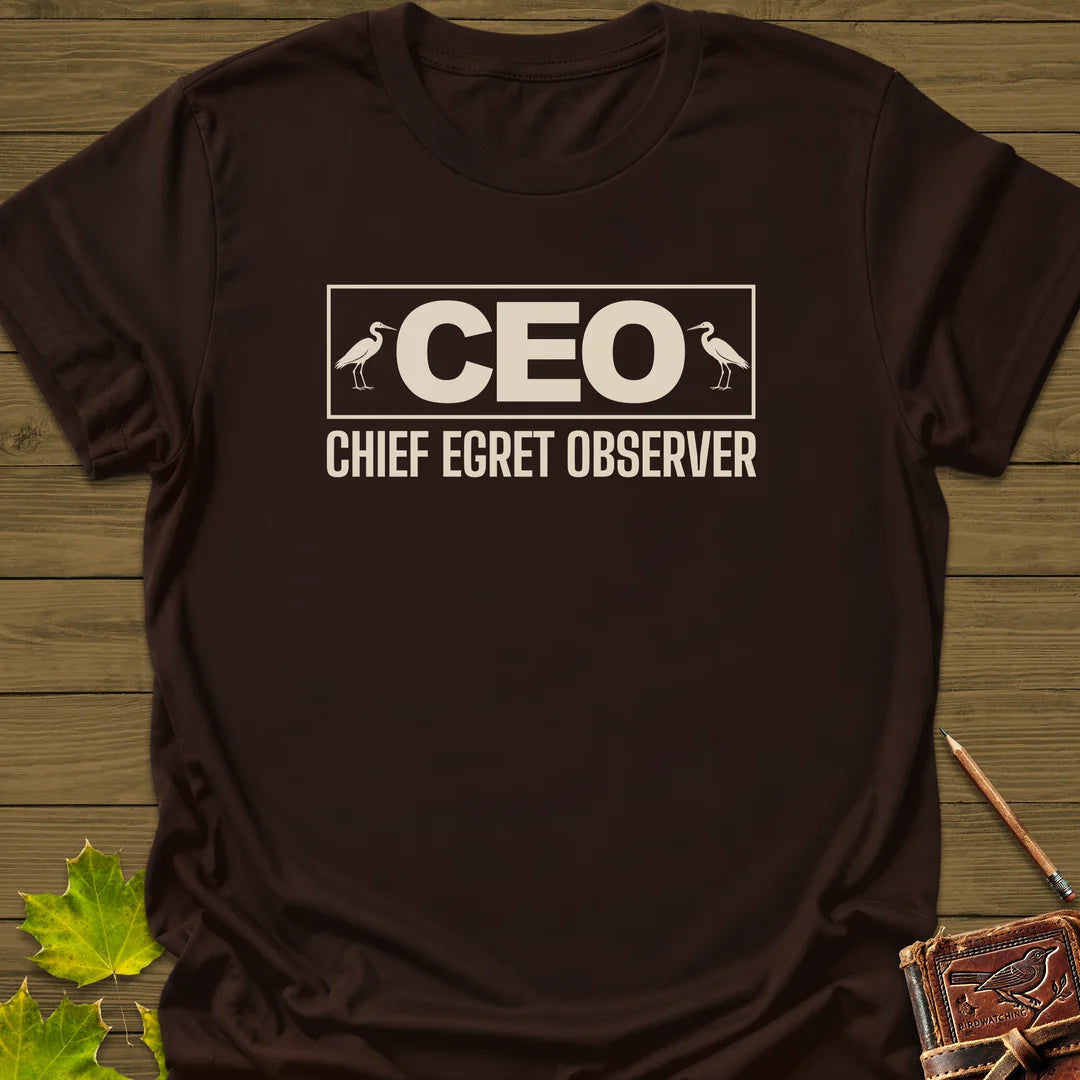 Chief Egret Observer T-Shirt - Bird Graphic Tee - Gift for Bird Lovers - Unisex