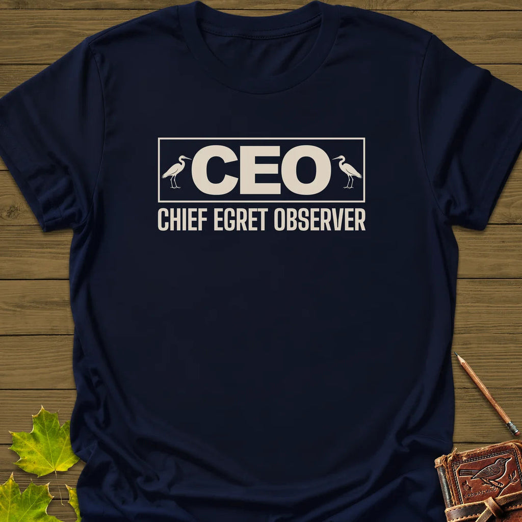 Chief Egret Observer T-Shirt - Bird Graphic Tee - Gift for Bird Lovers - Unisex