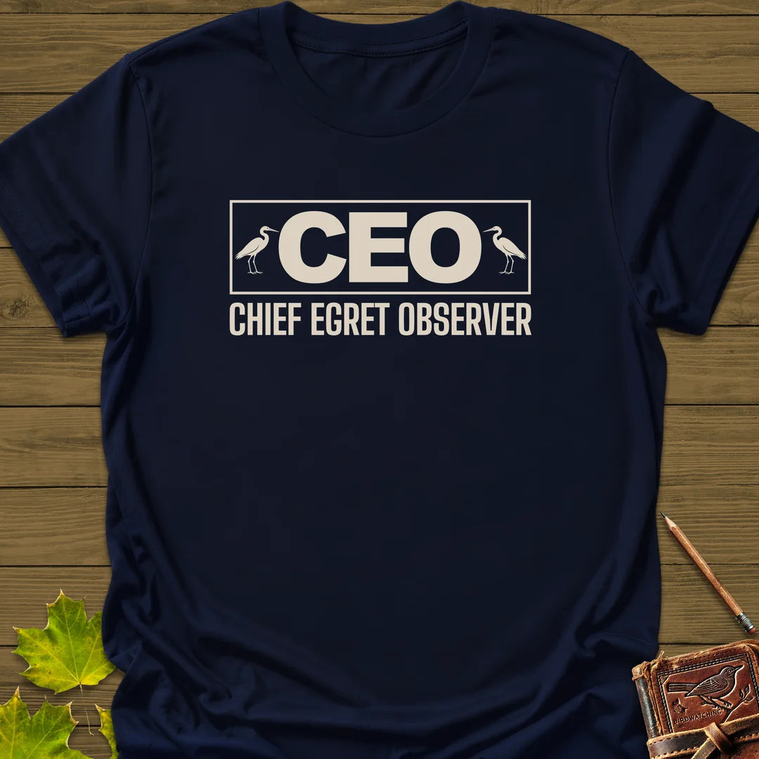 Chief Egret Observer T-Shirt - Bird Graphic Tee - Gift for Bird Lovers - Unisex