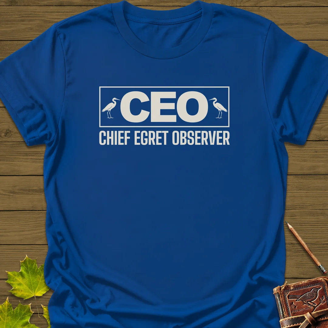 Chief Egret Observer T-Shirt - Bird Graphic Tee - Gift for Bird Lovers - Unisex