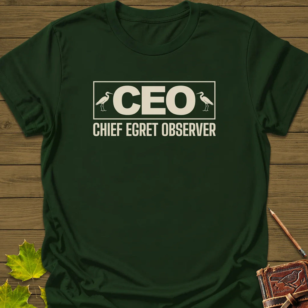 Chief Egret Observer T-Shirt - Bird Graphic Tee - Gift for Bird Lovers - Unisex