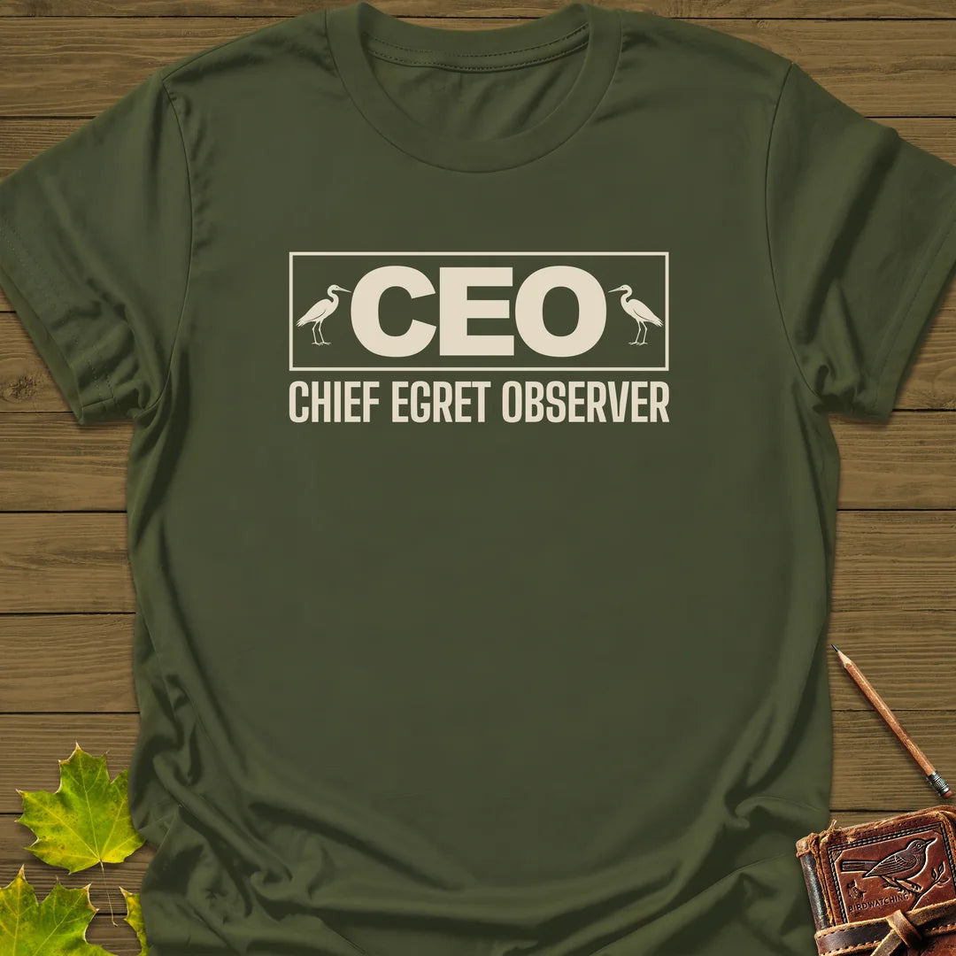 Chief Egret Observer T-Shirt - Bird Graphic Tee - Gift for Bird Lovers - Unisex
