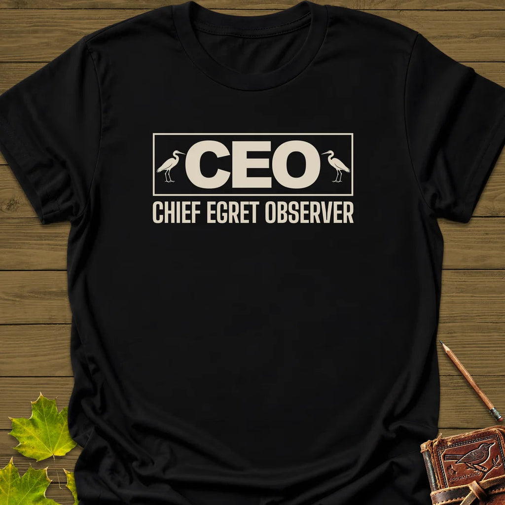 Chief Egret Observer T-Shirt - Bird Graphic Tee - Gift for Bird Lovers - Unisex