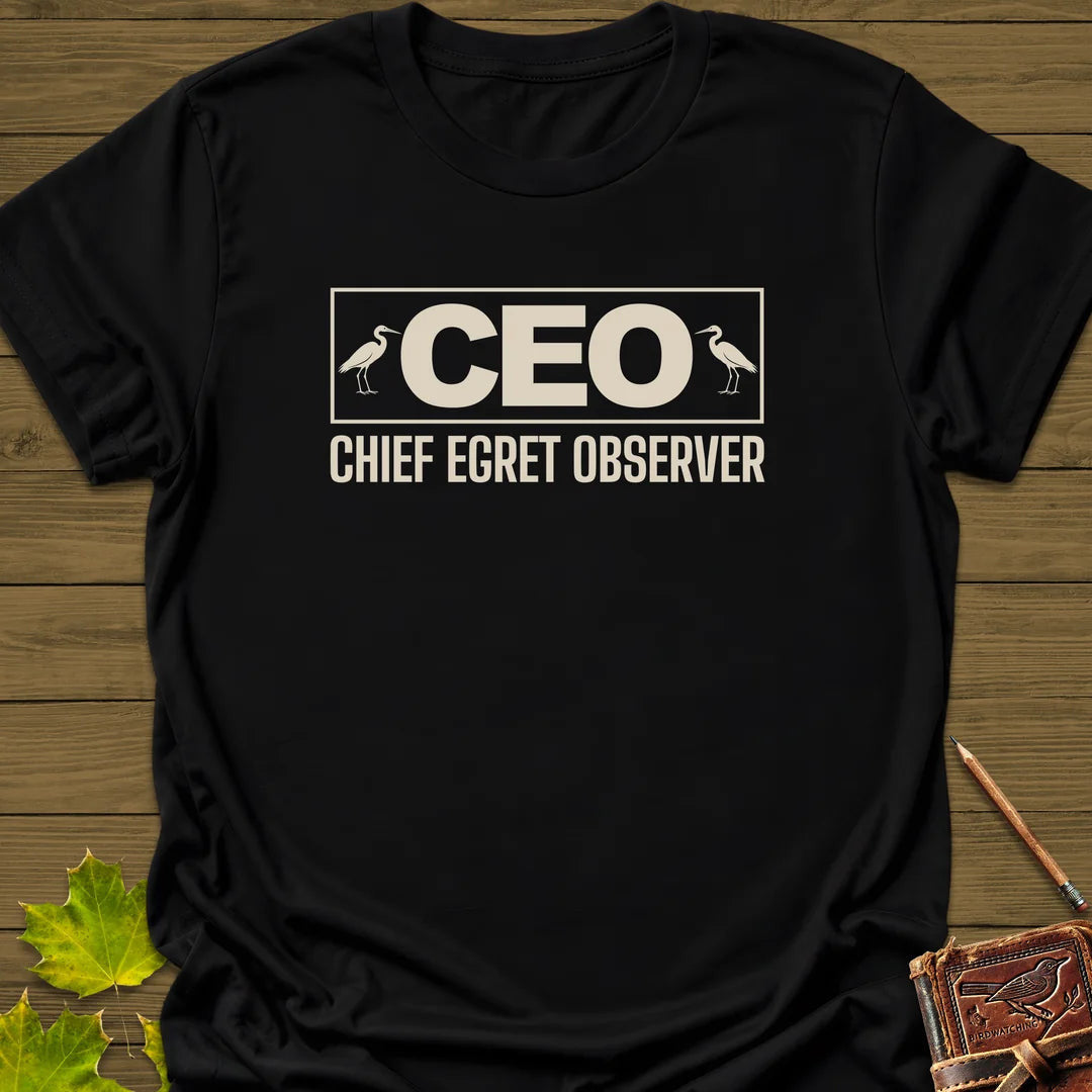 Chief Egret Observer T-Shirt - Bird Graphic Tee - Gift for Bird Lovers - Unisex
