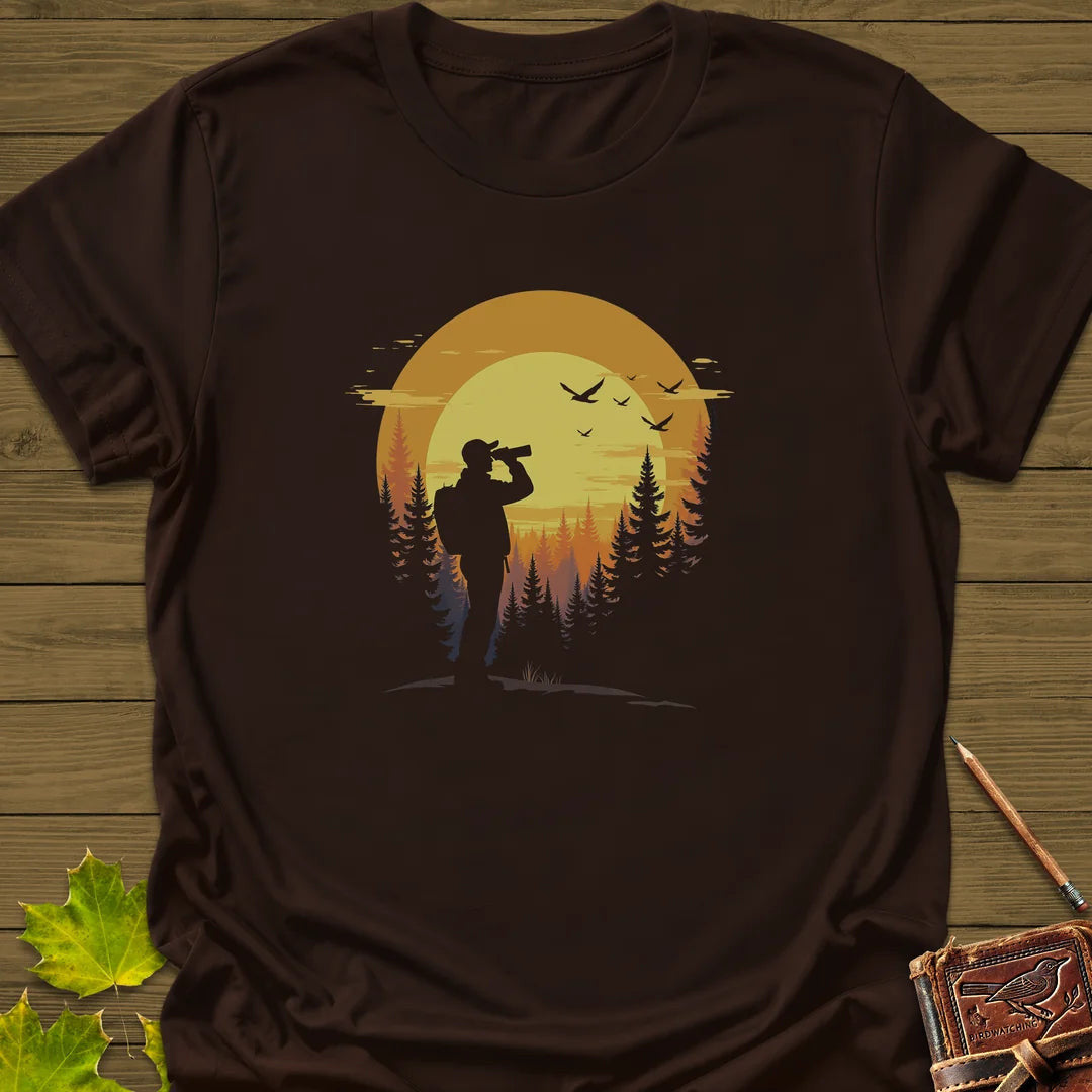 Birdwatcher's Sunset T-Shirt - Bird Graphic Tee - Gift for Bird Lovers - Unisex