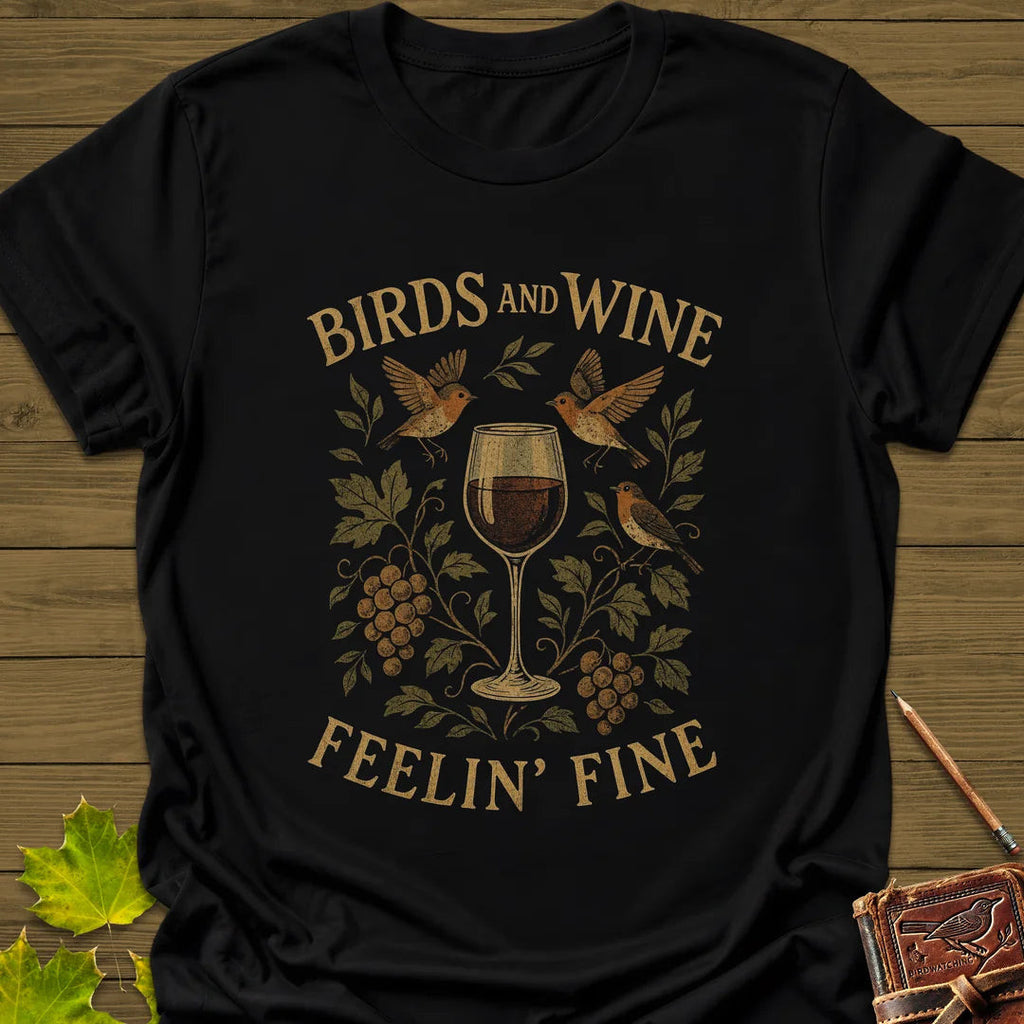 Birds and Wine T-Shirt - Bird Graphic Tee - Gift for Bird Lovers - Unisex