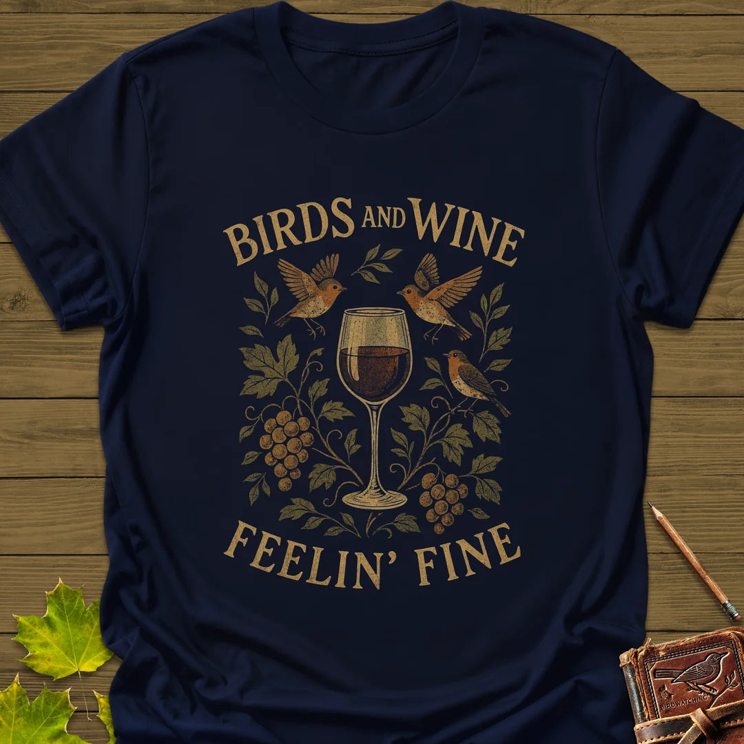 Birds and Wine T-Shirt - Bird Graphic Tee - Gift for Bird Lovers - Unisex