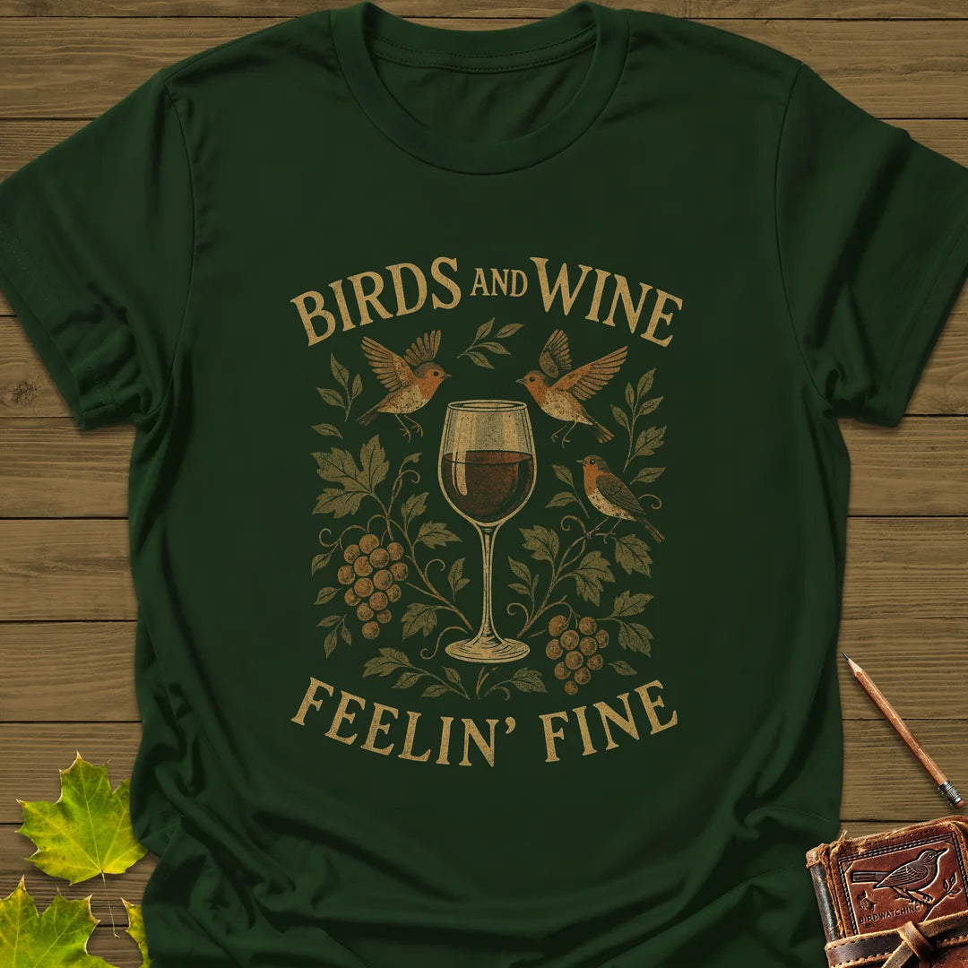 Birds and Wine T-Shirt - Bird Graphic Tee - Gift for Bird Lovers - Unisex